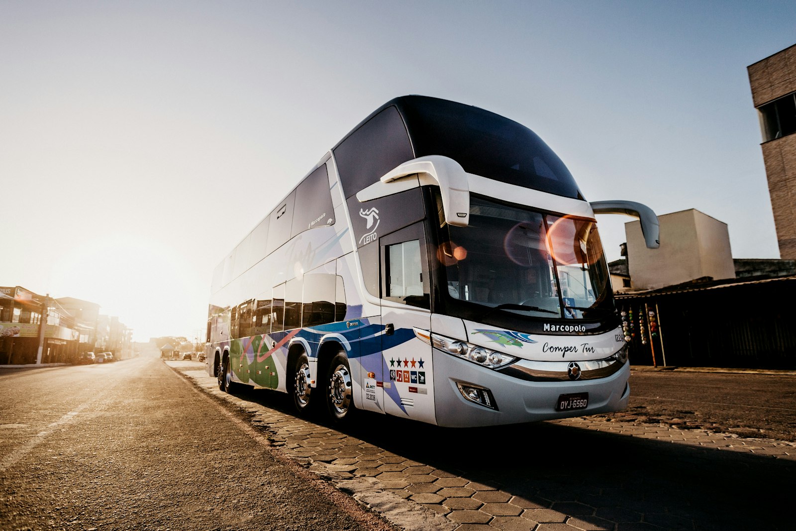 Urban electric bus at a city stop